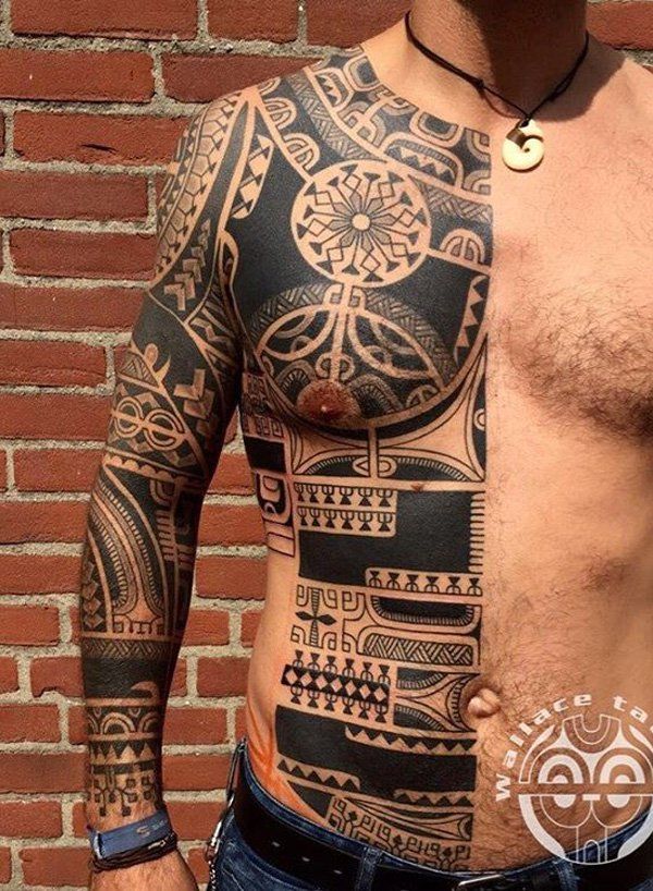Teljes Sleeve Arm Tribal Tattoos for Men
