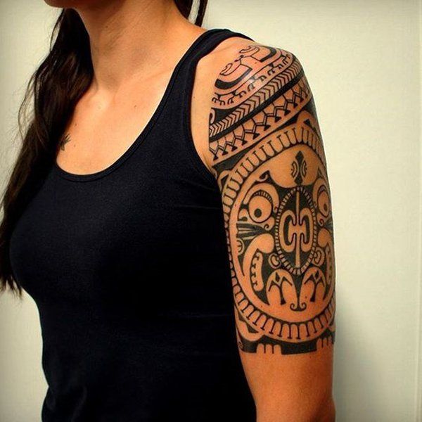 Marquesan Half Sleeve Tattoo Design for Women