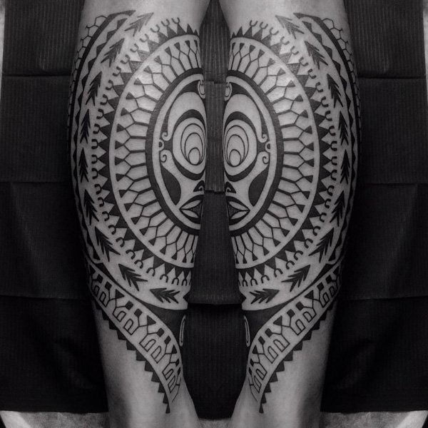 Polinezijski Conjoined Calf Tattoo Design