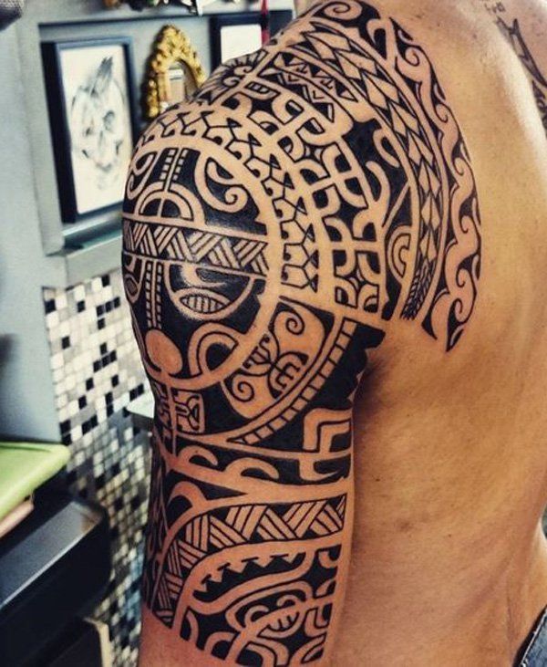 Marquesan Half Sleeve Tattoo Design for Men