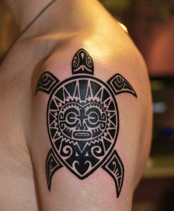 Plečo Tribal Turtle Tattoo for Men