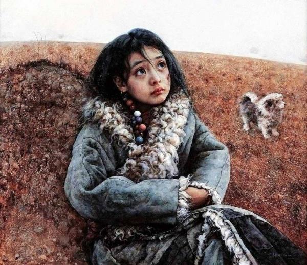 Tibet lány festménye Ai Xuan