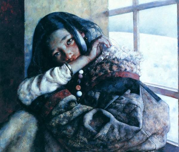 Tibet lány festménye Ai Xuan