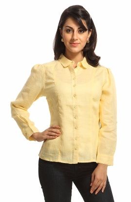 Pöfékel sleeve yellow shirt for women