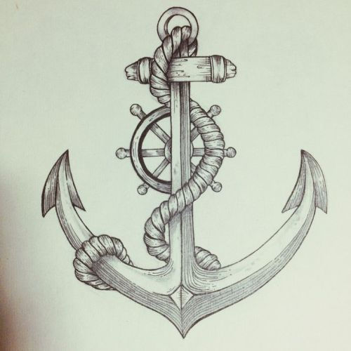 A wheel and the anchor Tattoo
