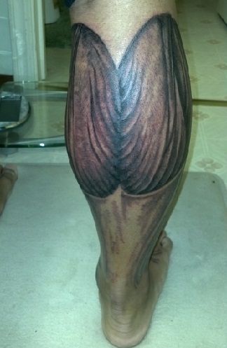 Trendy Calf Muscle Tattoo Design