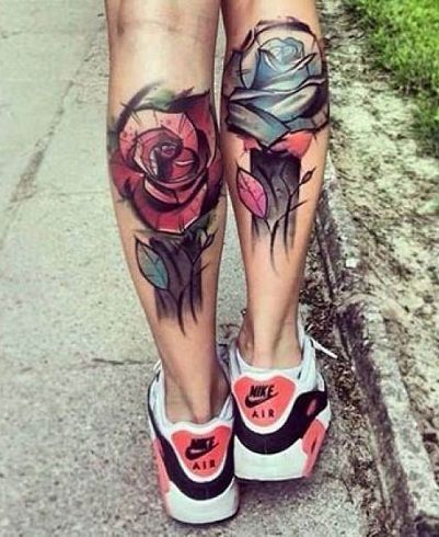 Flashy Calf Tattoo Design for Females