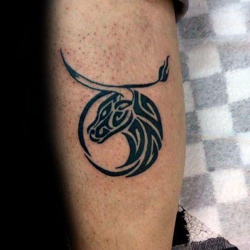 Tribal Bull Design Arm Tattoo