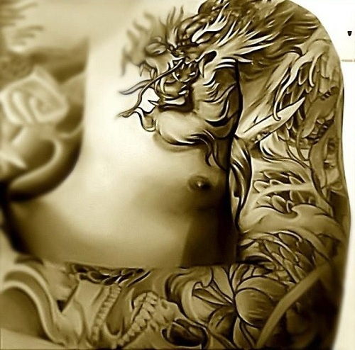 Tribal Dragon Design Arm Tattoo-3