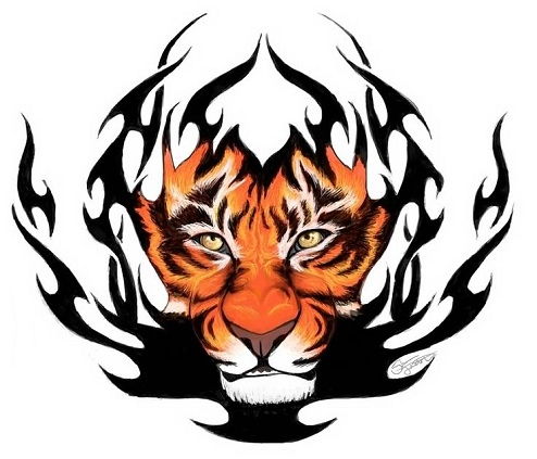 Ugnis Tiger Tribal Arm Tattoo