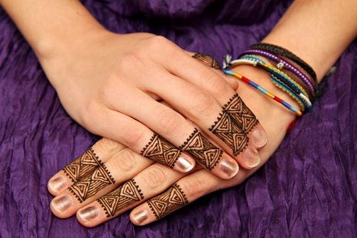 Triangular Finger Henna Design