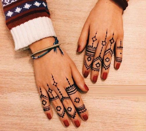 Linear Finger Mehandi Designs