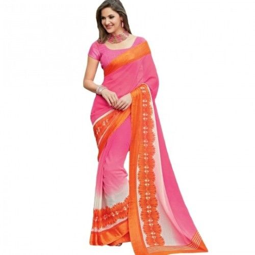 Georgette Sarees-Floral Booti Double Shaded Soft Georgette Saree 010