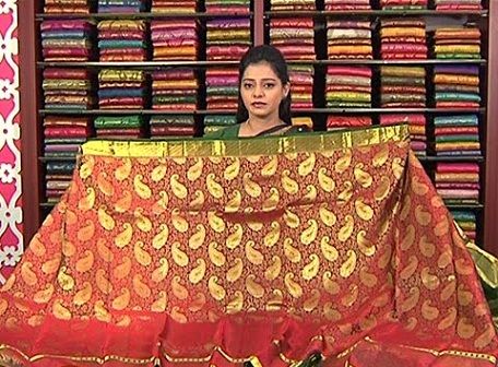 Kanchi Pattu-Golden and red Saree