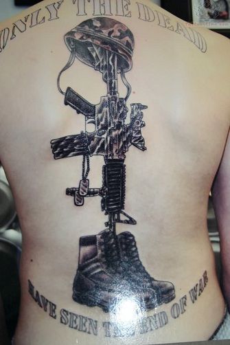 Impressive Army Flag Tattoo Design