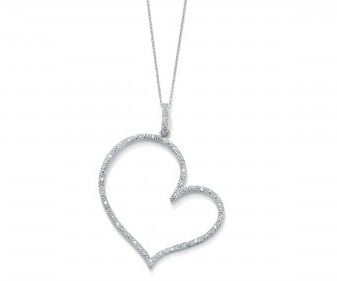 gyémánt-over-sterling ezüst szív alakú medál-száj- és kötél lánc-4