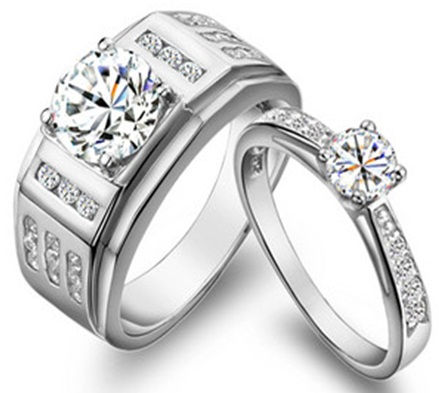 Diamond Mount Silver Couple Rings