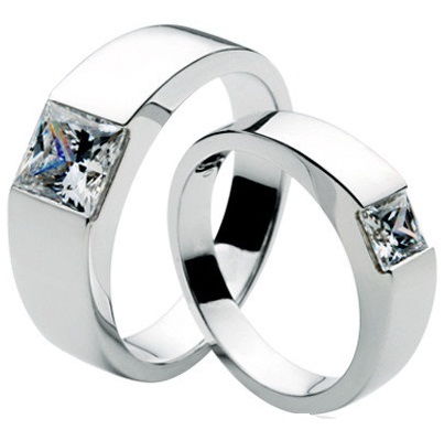 Vágott diamond Silver couple rings