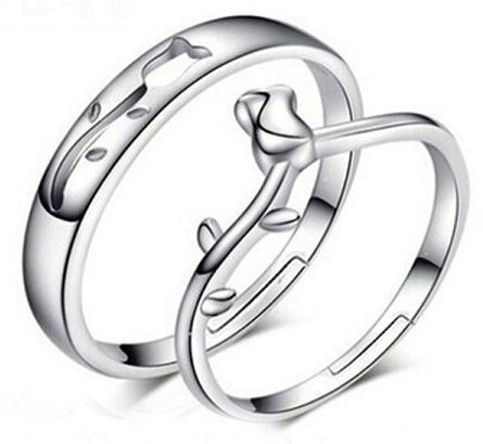 sidabras Roses Couple Rings