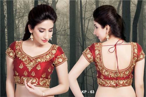 Wedding Blouse Embroidery Designs-Red Floral Embroidery Blouse 12