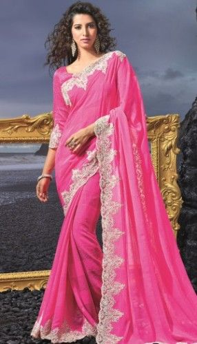 Išgalvotas Sarees-Bollywood Pink Saree 12