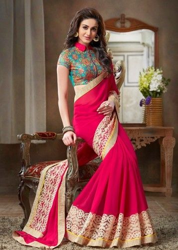 Fancy Saree For Full Neck Blouses 16