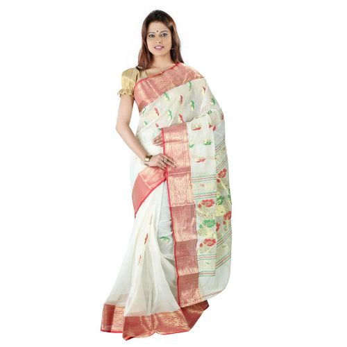 Cotton Sarees-Light Color Bengali Cotton Saree 8