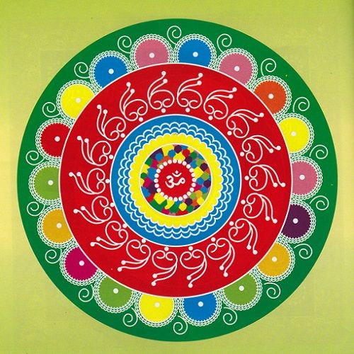 Geometrinis Rangoli Designs - Circular Om Rangoli