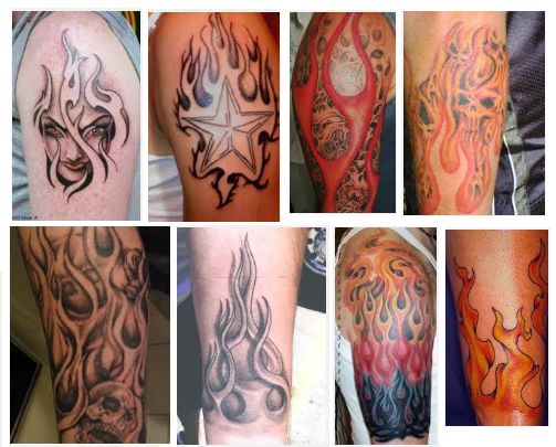 Deginimas Flame Tattoos on shoulders