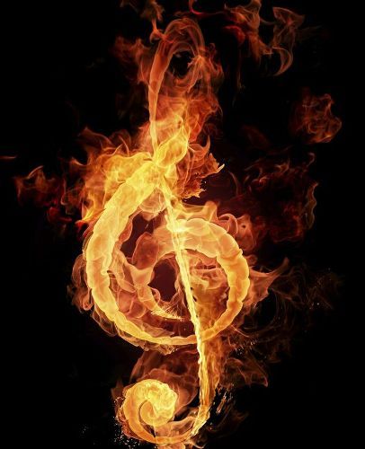 Muzikinis Note Tattoos With Flames 