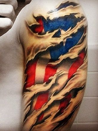 3D flag tattoo
