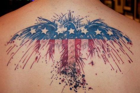 Skraidantis eagle flag tattoo