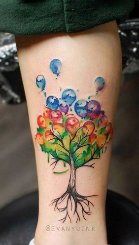 fără egal Balloon Tattoo Design on Tree