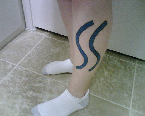 Wavy water tattoo for legs