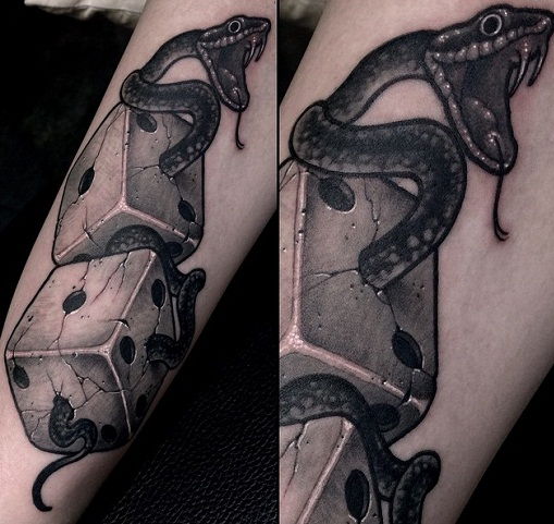Kígyó and dice gambling tattoo