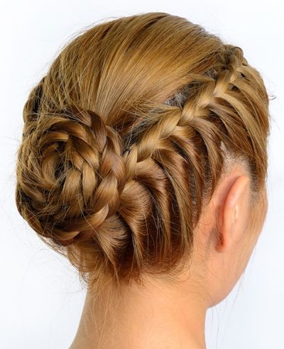 easy braided hairstyles for medium hair - Waterfall Rope Braid And Rope Bun