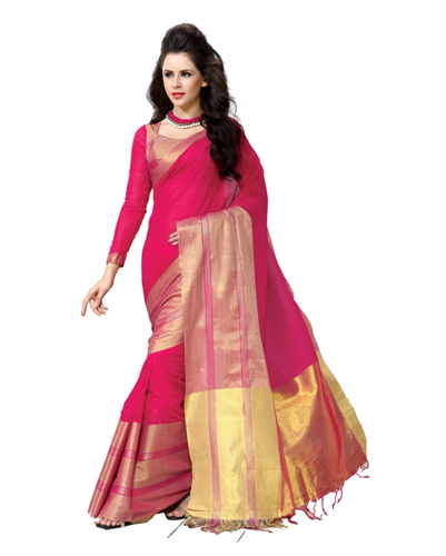 Cheap Sarees-Pink Coloured Printed Cotton Saree 3