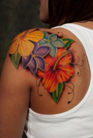 Colorat Tribal Flower combined Tattoo