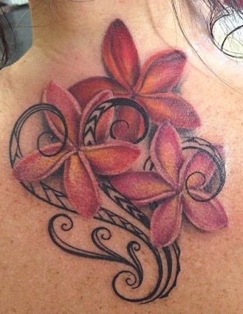 Tribal Flower Tattoo in Red Color