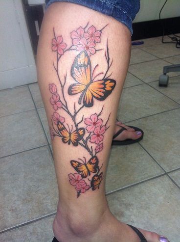 Gentis Flower Branch pattern Tattoo