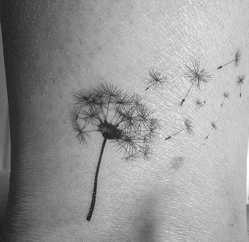 Întuneric and light dandelion tattoo