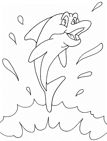 Splash Water Dolphin Colouring Page