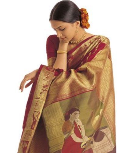 Kézzel szőtt Saris-Handwoven South Indian Silk Saree1