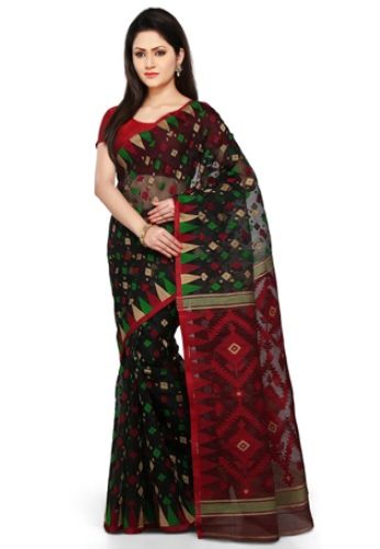 Colours Of Bengal Jamdani Cotton Silk Sari 2