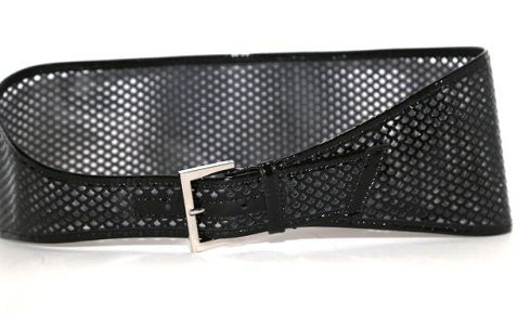 Perforirano Black Leather Wide Belt