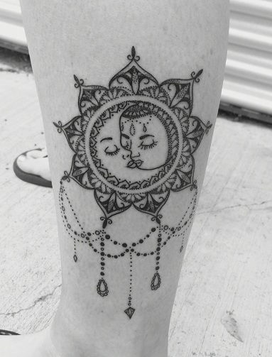 Ceresc Combined Sun - Moon Tattoos