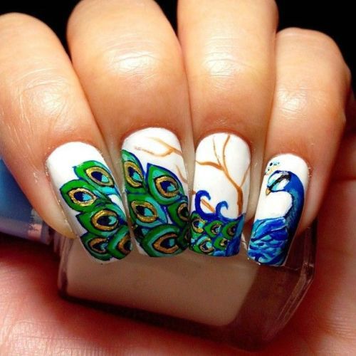 Top 9 "Peacock Nail Art Designs" | Stiliai gyvenime