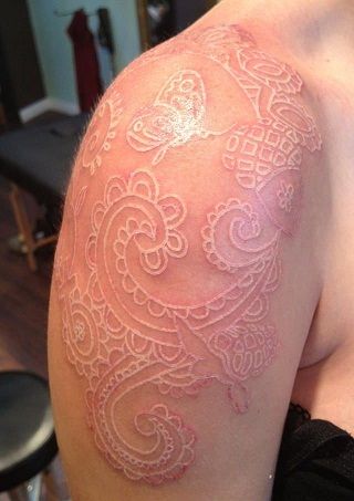 Lace style white Tattoo Design
