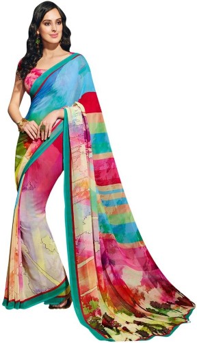 Radhika Sarees-Multi Coloured Radhika Georgette Sari 5