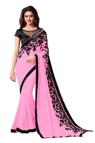 Radhika Sarees-Pink And Black Radhika Saree 4
